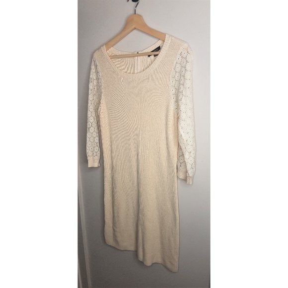 Ann Taylor Beige Lace Sleeve Dress - Picture 3 of 8